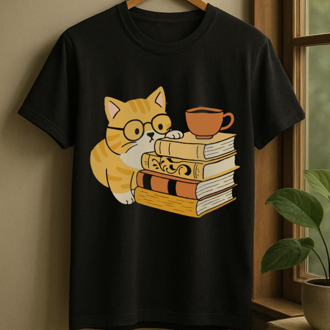 Black / S Curious cat t-shirt