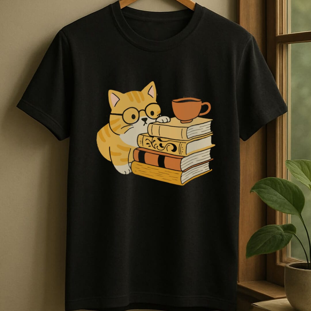 Black / S Curious cat t-shirt