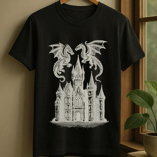 Black / S Dragons of dark academia t-shirt