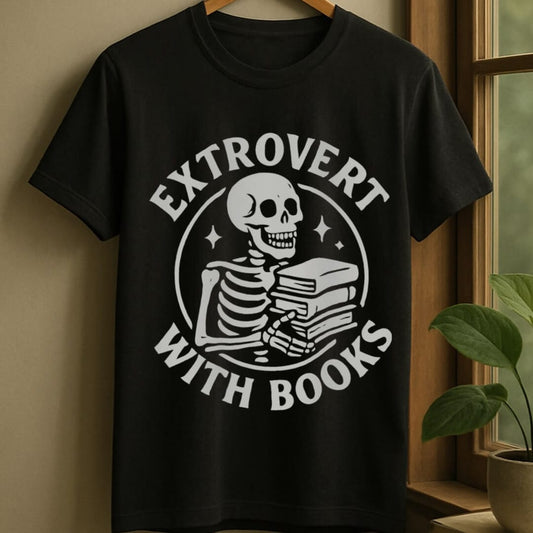 Black / S Extrovert with books t-shirt