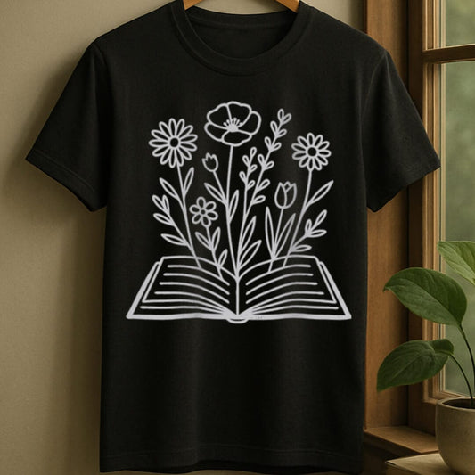 Black / S Flower book t-shirt