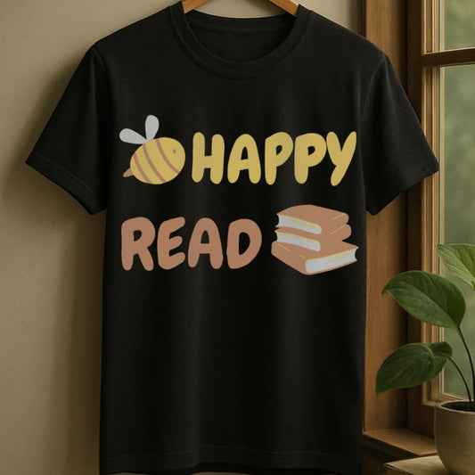 Black / S Happy read t-shirt