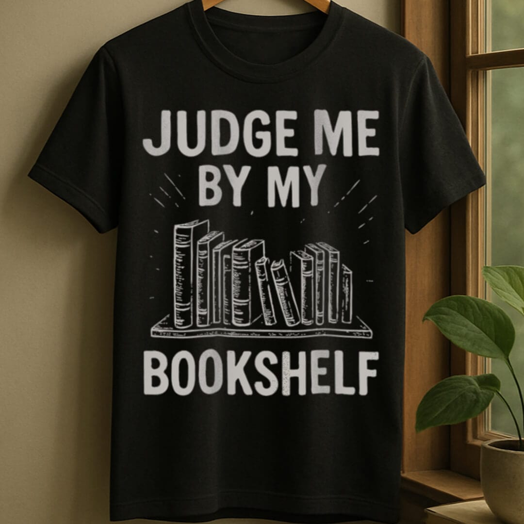 Black / S Judge me by my bookshelf t-shirt