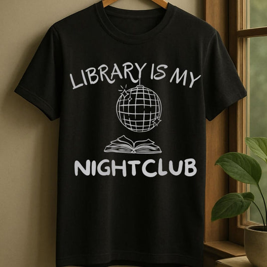Black / S Library is nightclub t-shirt