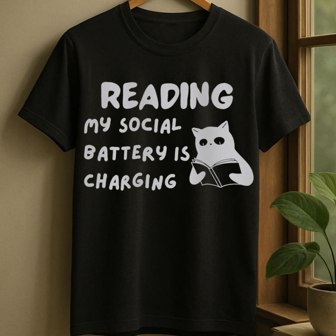 Black / S Reading to recharge t-shirt