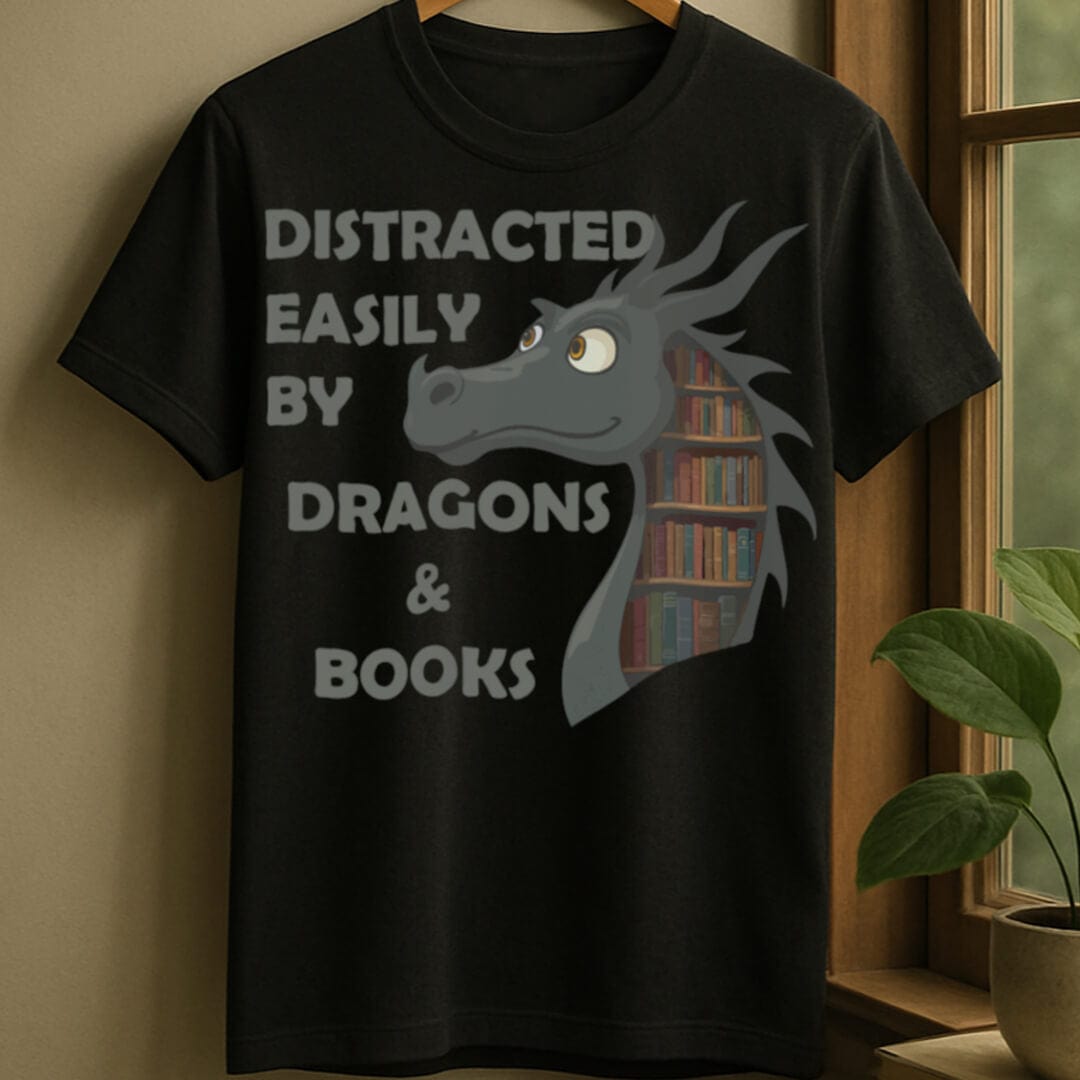 Black / S Whimsical dragon t-shirt