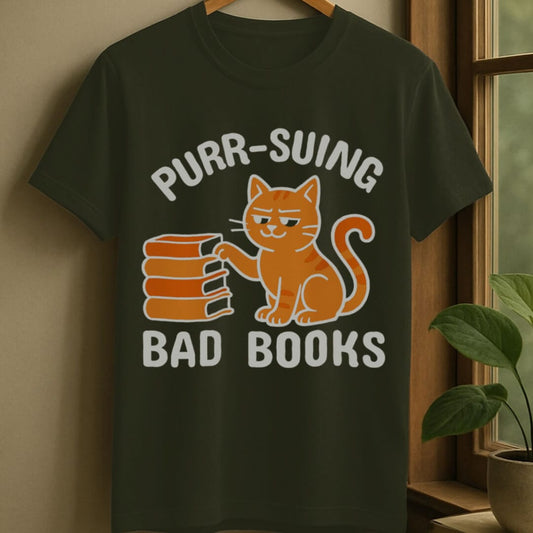 Military Green / S Bad books t-shirt