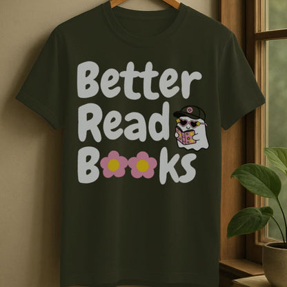 Military Green / S Better read books t-shirt