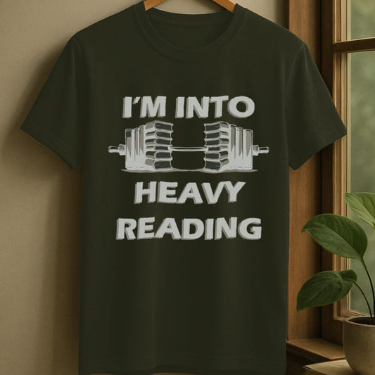 Military Green / S Book barbell t-shirt