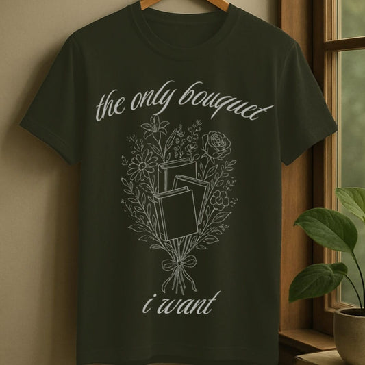 Military Green / S Book bouquet t-shirt