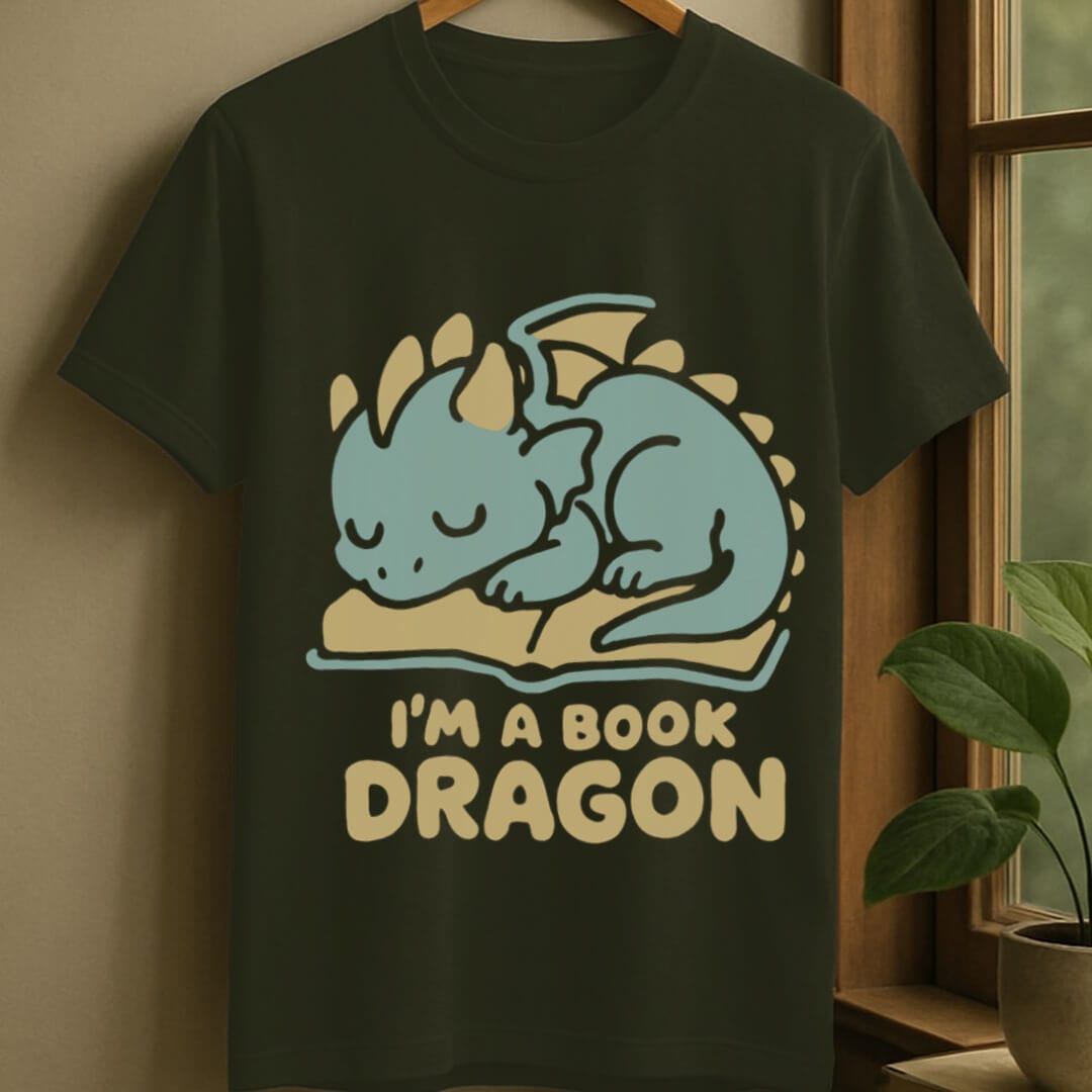Military Green / S Book dragon t-shirt
