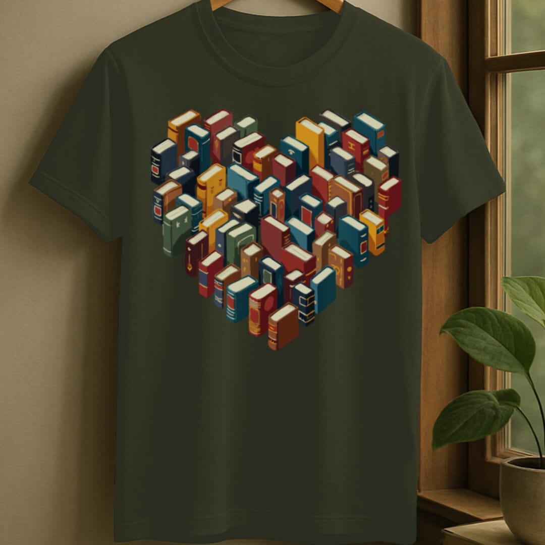 Military Green / S Book love t-shirt