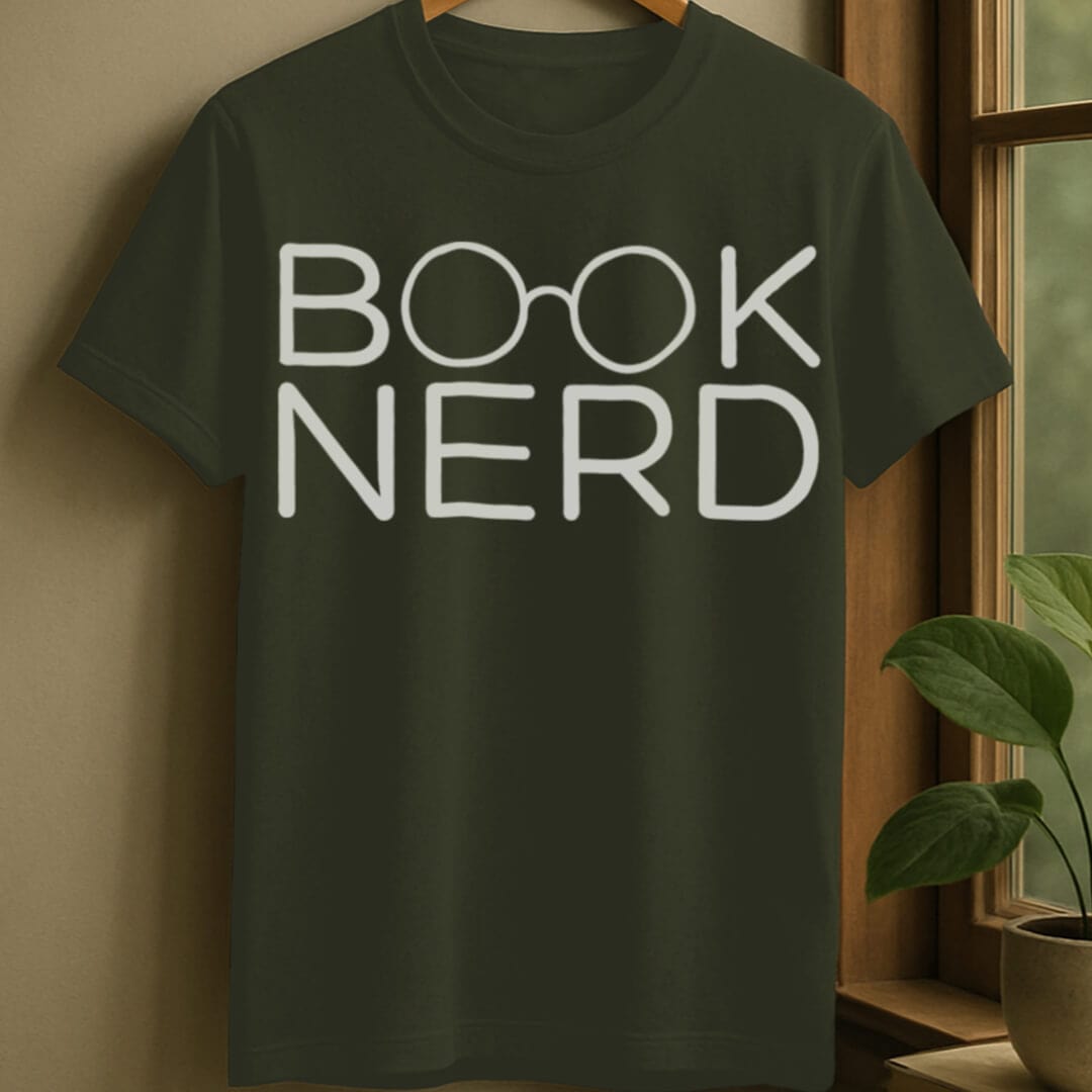 Military Green / S Book nerd t-shirt