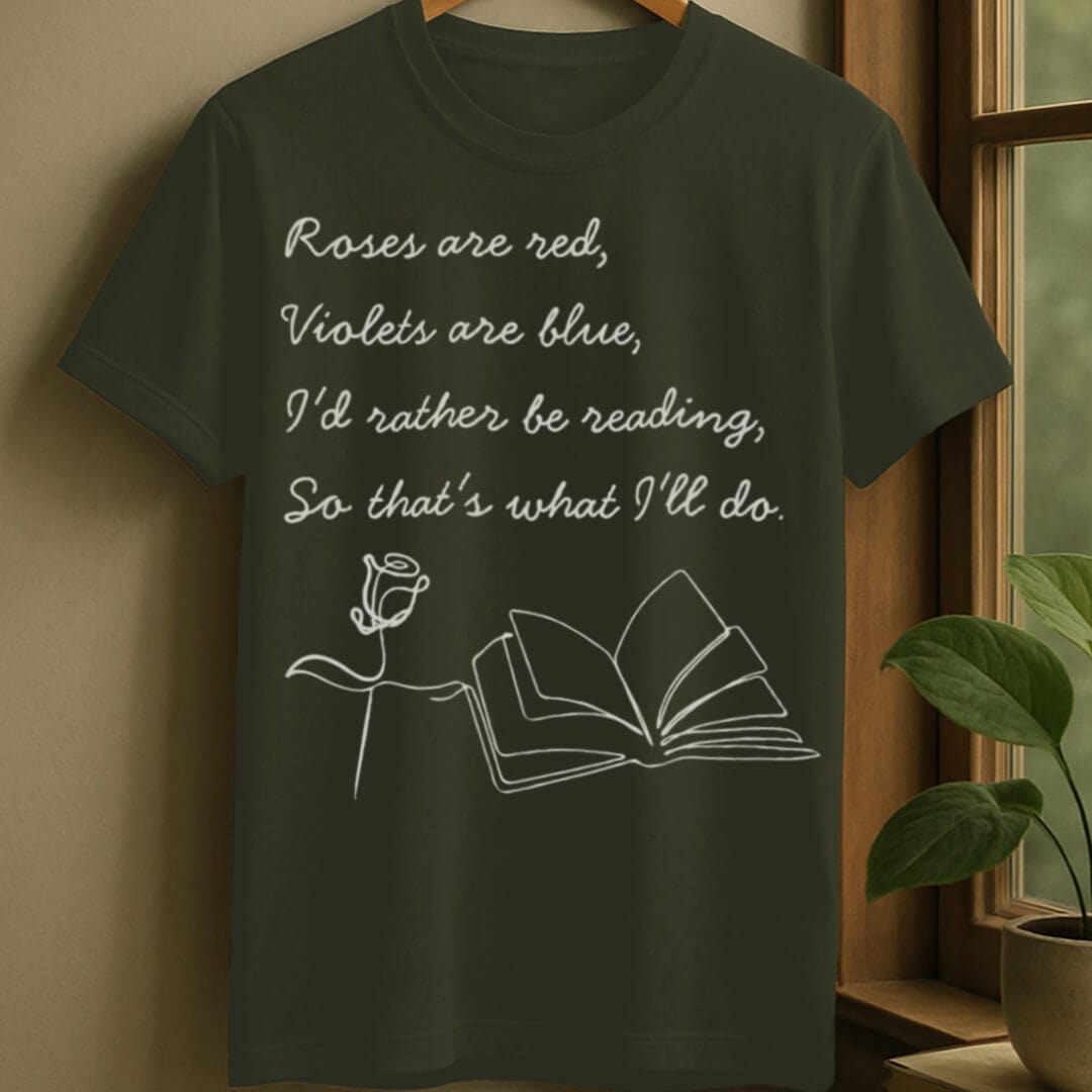 Military Green / S Book poem t-shirt