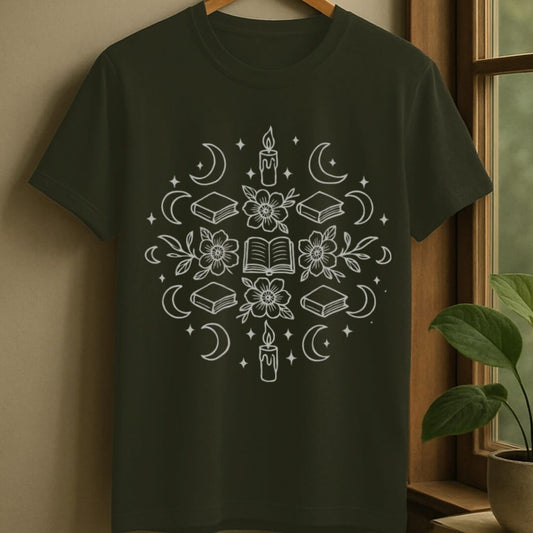 Military Green / S Bookish mandala t-shirt