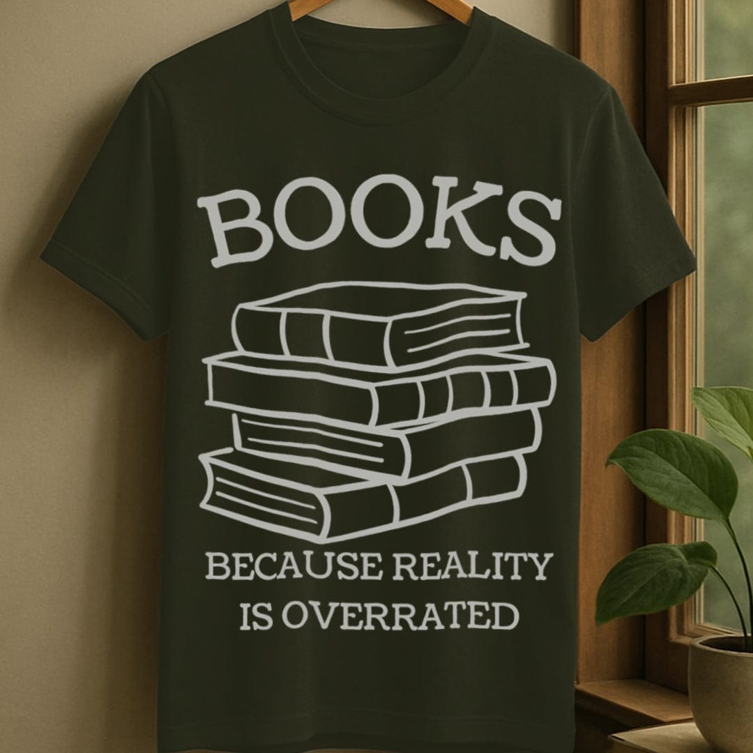 Military Green / S Books over reality t-shirt