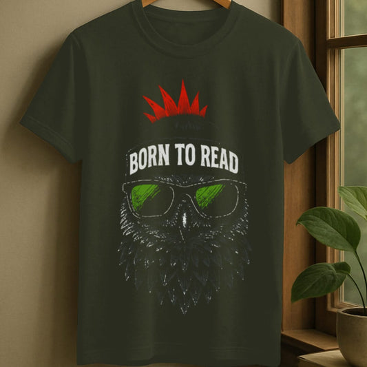 Military Green / S Born to read t-shirt