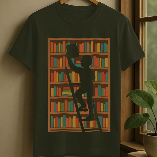 Military Green / S Choosing book t-shirt