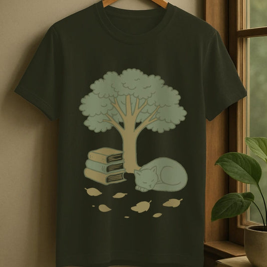 Military Green / S Cozy reading t-shirt