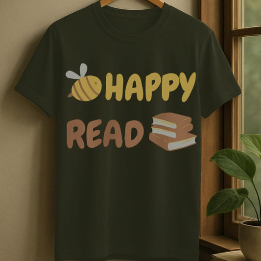 Military Green / S Happy read t-shirt