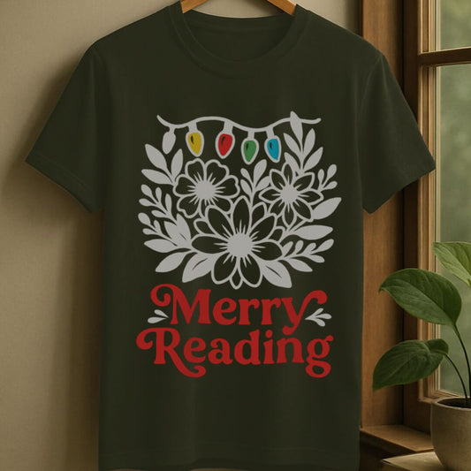 Military Green / S Merry reading t-shirt
