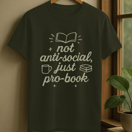 Military Green / S Not anti-social t-shirt