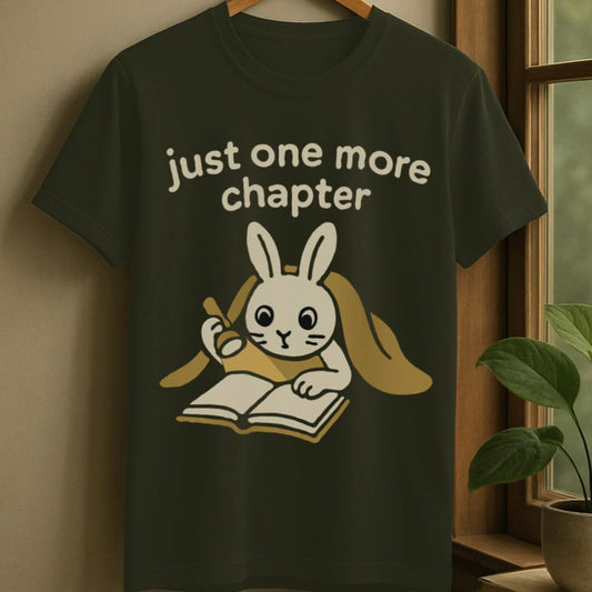 Military Green / S Rabbit late night reading t-shirt