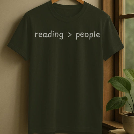 Military Green / S Reading over people t-shirt