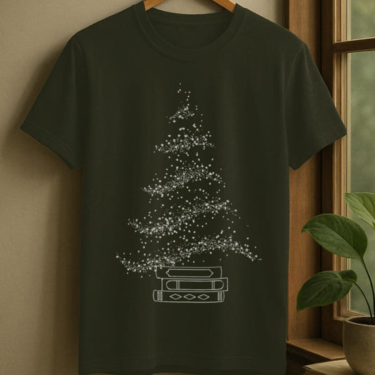 Military Green / S Sparkling book tree t-shirt