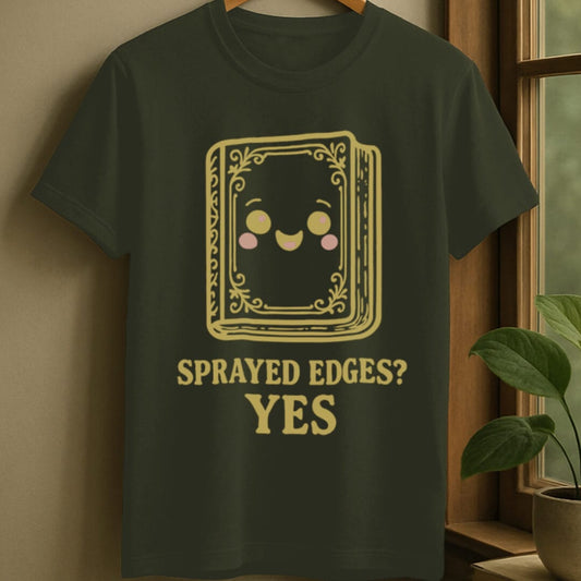 Military Green / S Sprayed edge book t-shirt