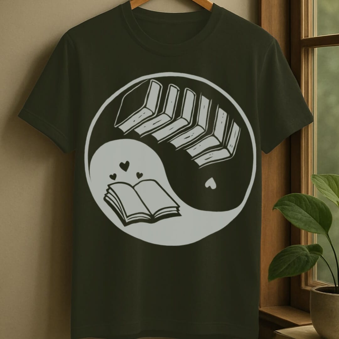 Military Green / S Yin and yang books t-shirt
