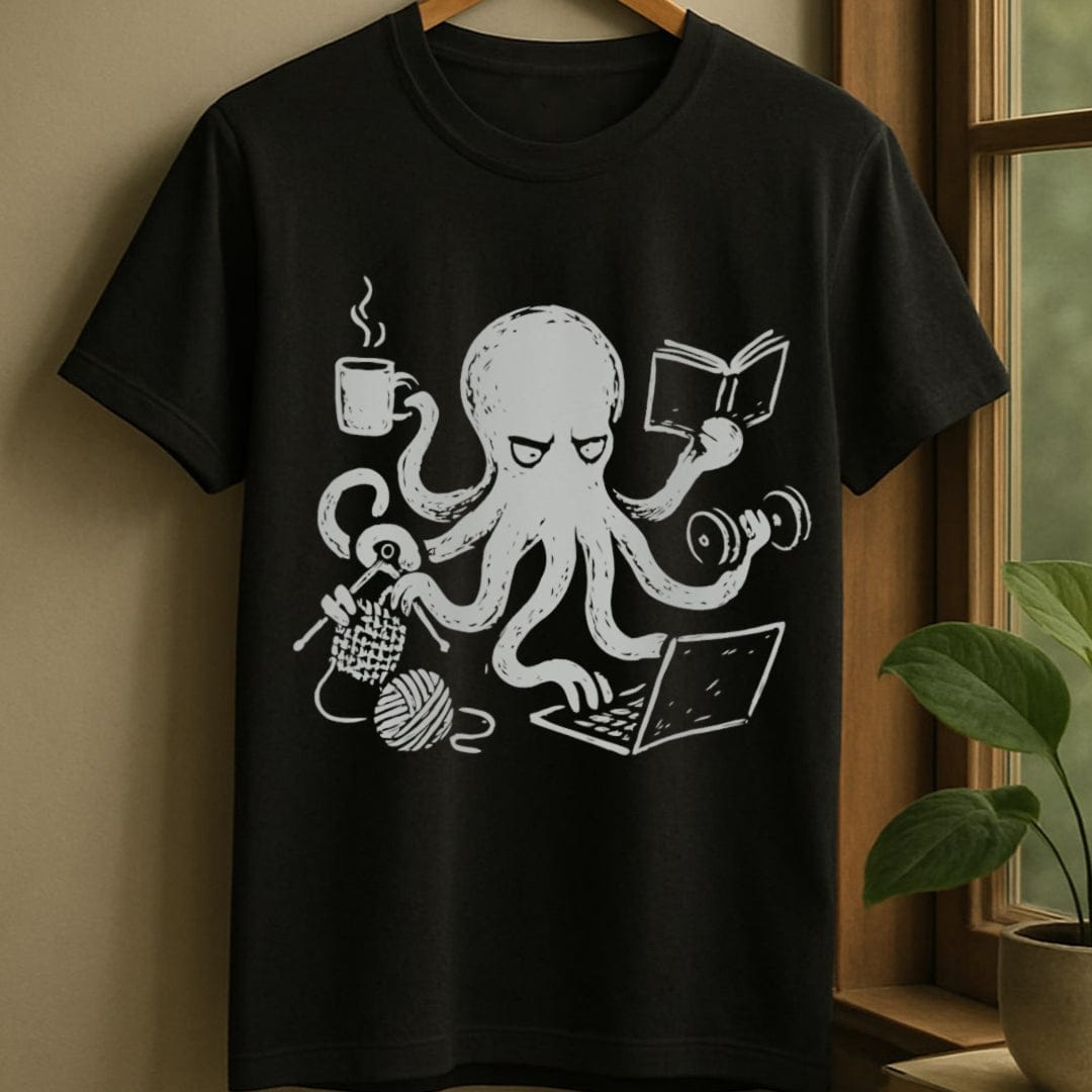 Multitasking octopus juggling hobbies t-shirt