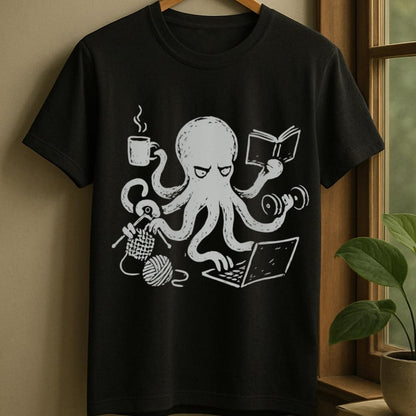 Multitasking octopus juggling hobbies t-shirt