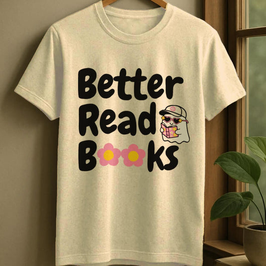 Natural / S Better read books t-shirt
