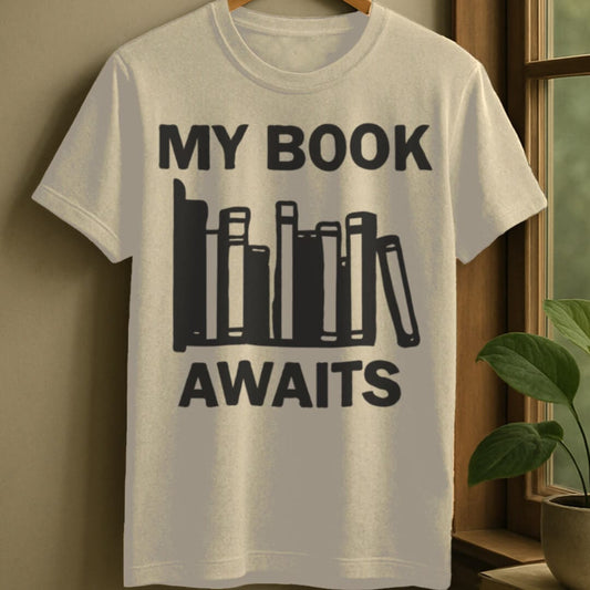Natural / S Book awaits t-shirt