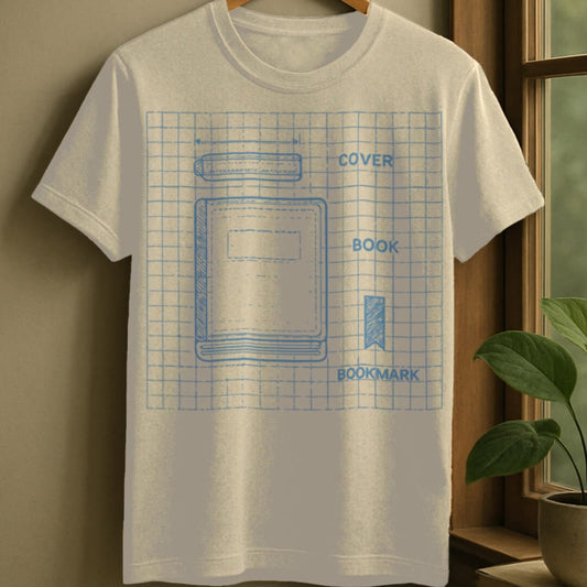 Natural / S Book blueprint t-shirt