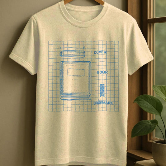 Natural / S Book blueprint t-shirt