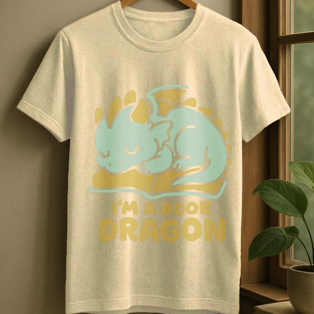 Natural / S Book dragon t-shirt