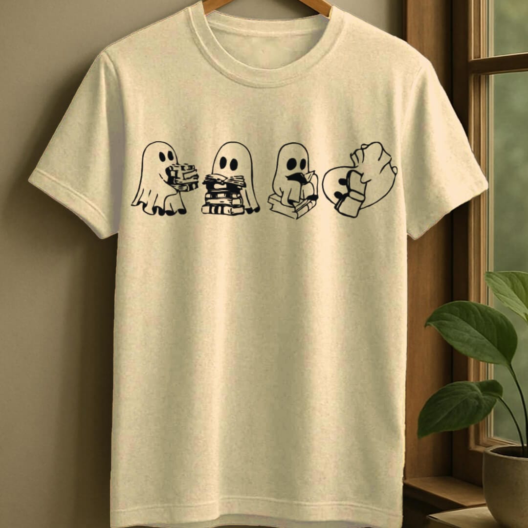 Natural / S Book ghost t-shirt