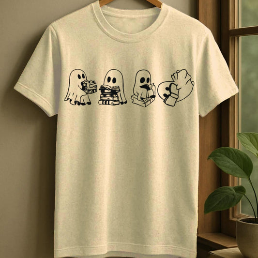 Natural / S Book ghost t-shirt
