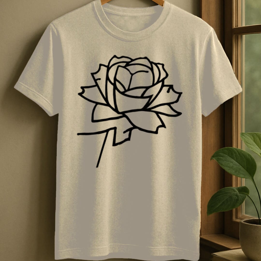 Natural / S Book rose t-shirt