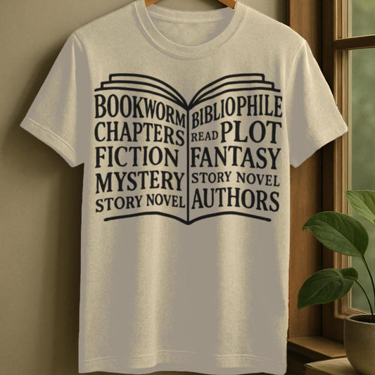 Natural / S Book text t-shirt