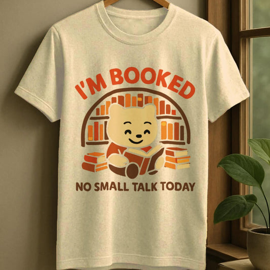 Natural / S Booked no small talk t-shirt