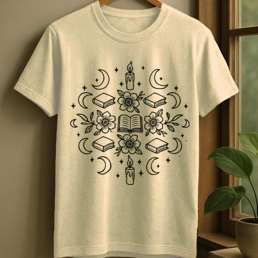 Natural / S Bookish mandala t-shirt