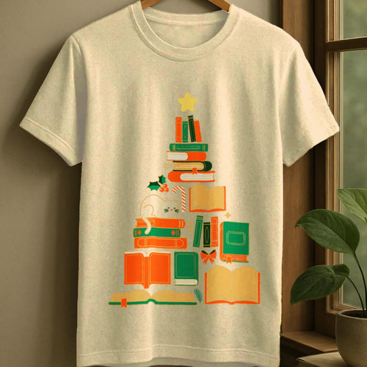 Natural / S Bookish tree t-shirt