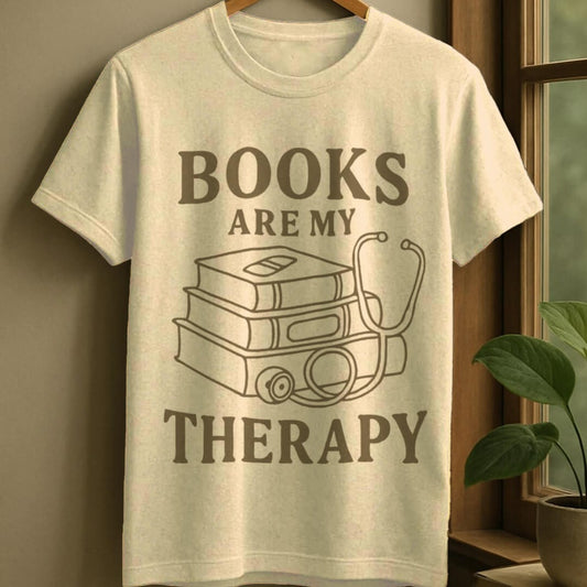 Natural / S Books are my therapy t-shirt
