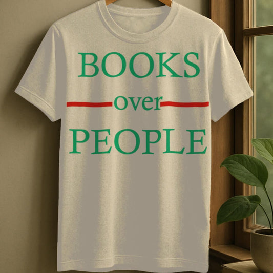 Natural / S Books over people t-shirt