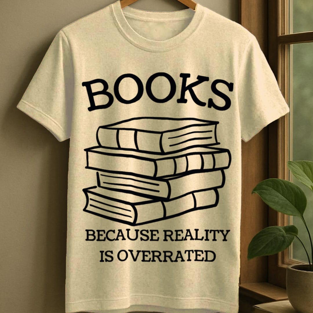 Natural / S Books over reality t-shirt