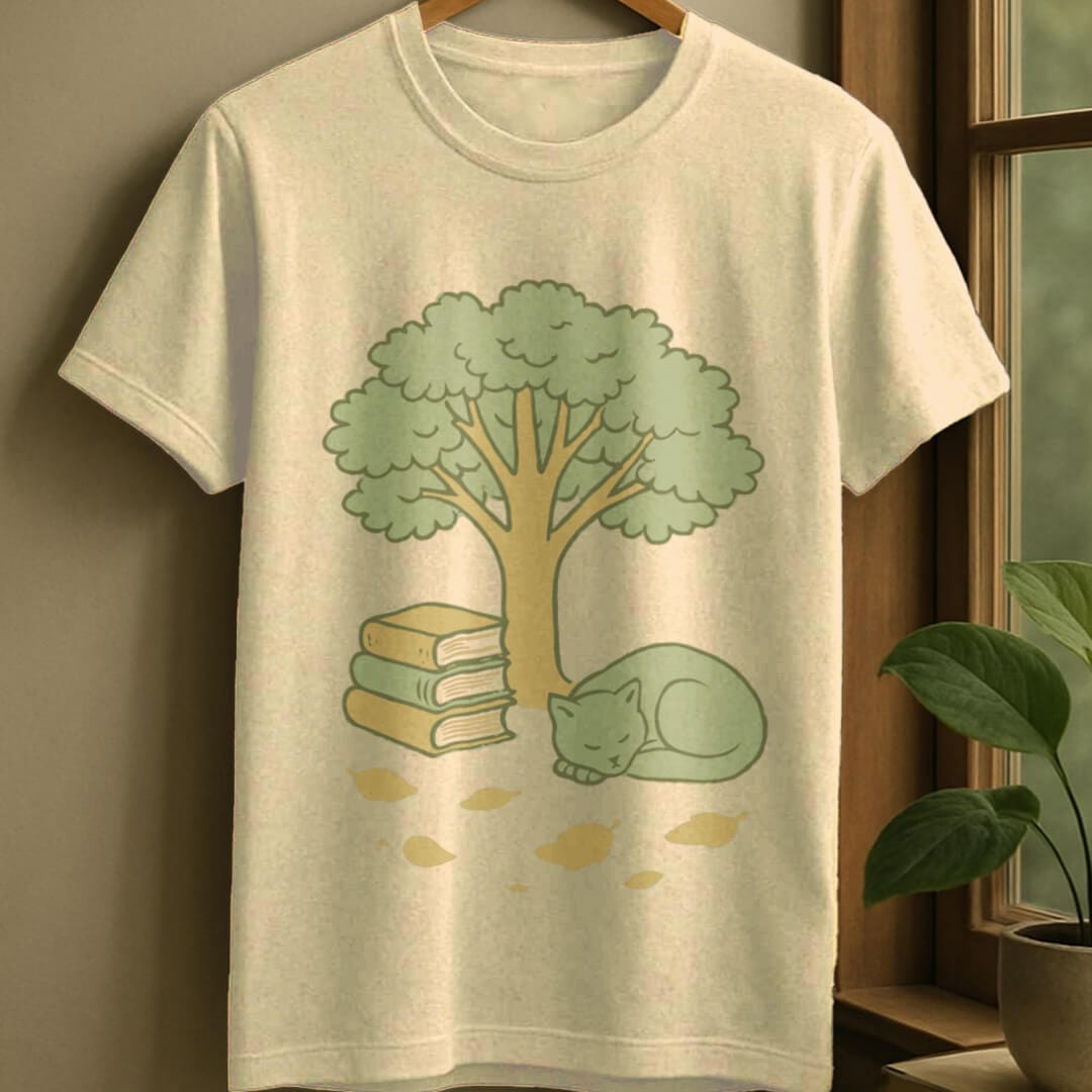 Natural / S Cozy reading t-shirt