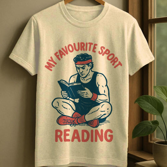 Natural / S Favourite sport is reading t-shirt